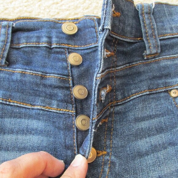No Bo Button Fly High Rise Jean Shorts Womens Size 5 Blue Denim Cutoff Juniors‎ - Picture 2 of 4